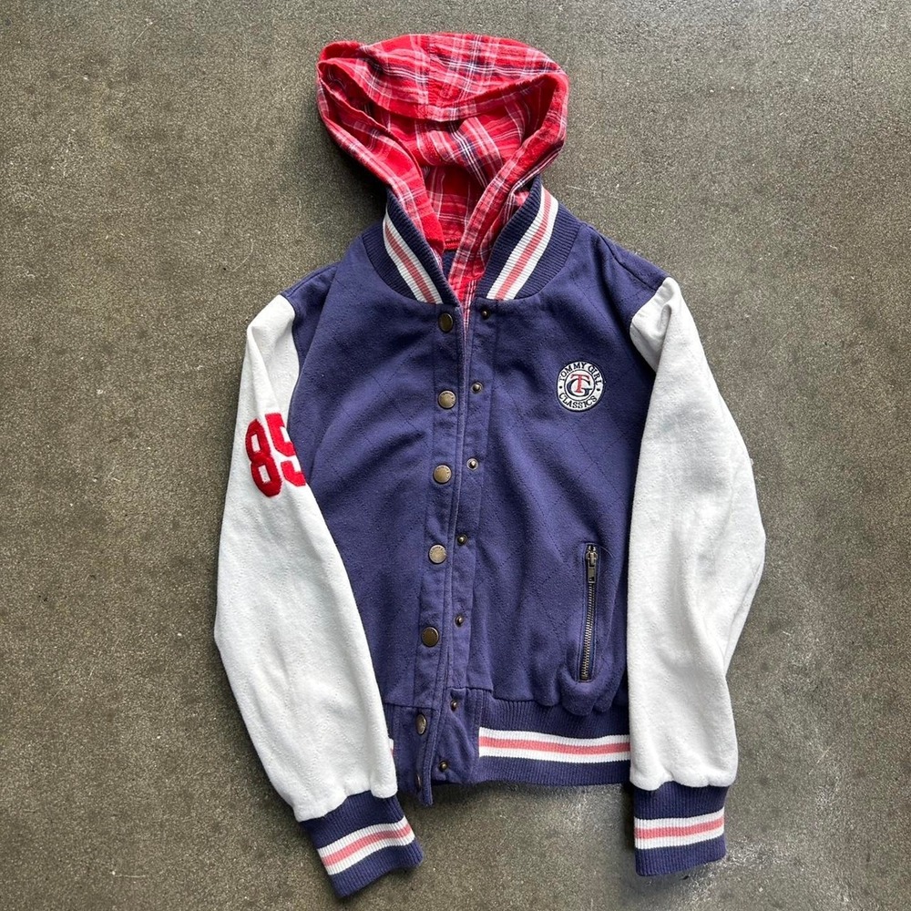 Vintage Y2K Tommy Girl Blokette Varsity Jacket Women's Small Plaid Hoodie